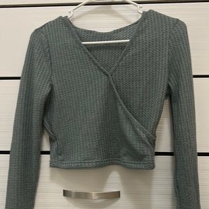 Sage green crossover long sleeve top